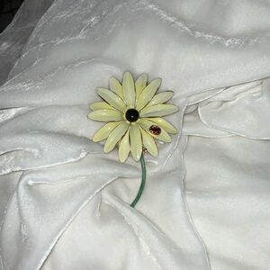 Sandor Enamel Flower Ladybug Brooch Pin Vintage